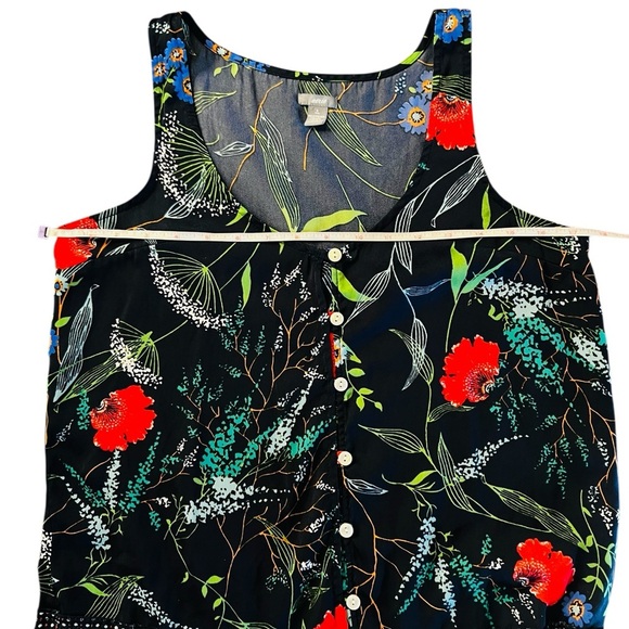 Aerie Navy, Black, Red and Green Patterned Sleeveless Tiered Dress Size Small - Picture 5 of 8